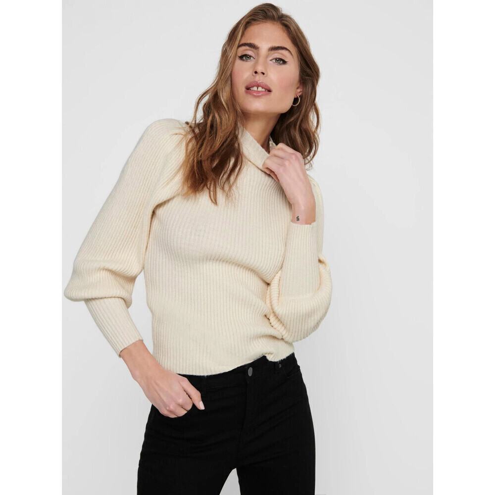 Only Katia High Neck Pullover Knit Sweater In Whitecap Grey Size M NWT
